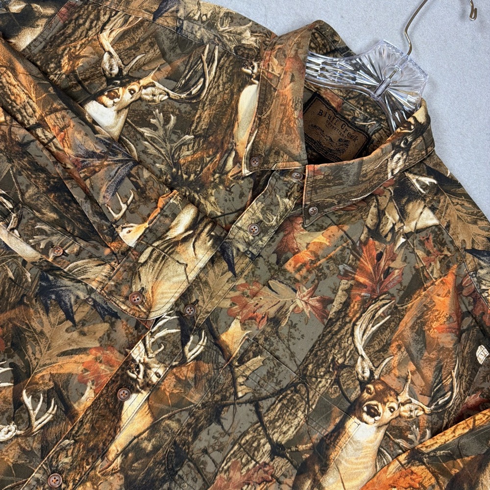 Bluff Creek Outfitters Men XL Button Down Shirt Hunting All Over Deer Buck Print